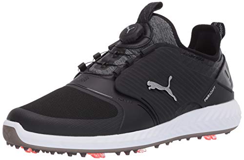 PUMA mens Ignite Pwradapt Caged Disc Golf Shoe, Puma Black-puma Silver-puma Black, 10.5 US