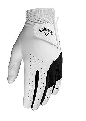 Callaway Golf Men's Weather Spann Premium Synthetic Golf Glove (Cadet Medium, Single, White, Worn on Left Hand)