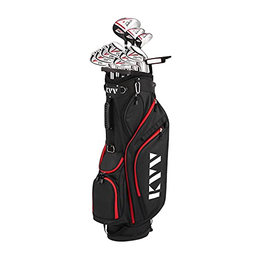 KVV Men’s Complete Golf Clubs Package Set Includes Driver, Fairway, Hybrid, 5#-P# Irons, Putter, Stand Bag, Head Covers, Right Handed