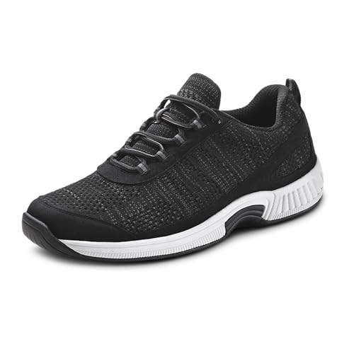 Orthofeet Men's Orthopedic Black Knit Lava Sneakers, Size 11 X-Wide