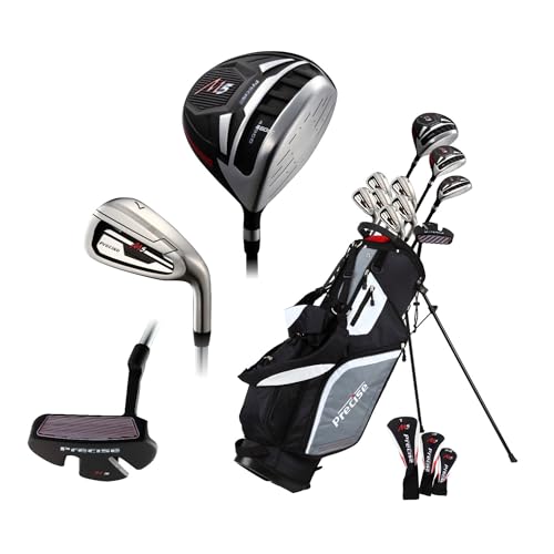 Precise M5 Golf Clubs Set for Men | Lighweight Graphite & True Temper Stainless Steel Shafts w/Precise Alignment Putter & Stand Bag | Left/Right Hand Options & Regular/Tall Complete Golf Club Sets