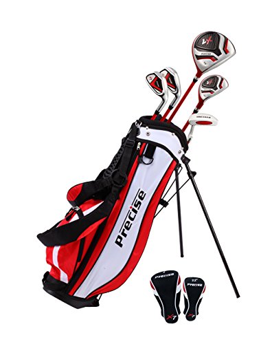 Excellent Right Handed Junior Golf Club Set for Age 6 to 8 (Height 3'8' to 4'4') Set Includes: Driver (15'), Hybrid Wood (22), 2 Irons, Putter, Bonus Stand Bag & 2 Headcovers