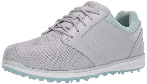 Skechers Women's Go Elite 3 Grand Relaxed Fit Spikeless Waterproof Golf Shoe, Gray/Mint, 7 M US