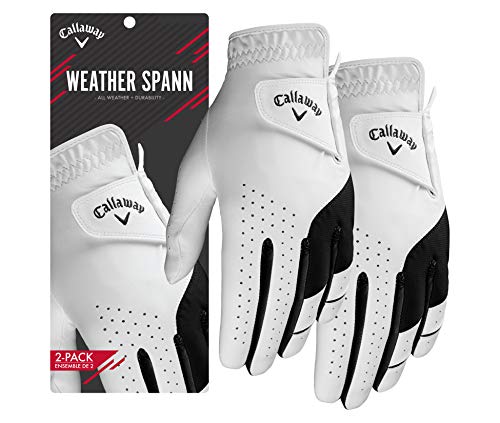 Callaway Golf Men's Weather Spann Golf Glove(White, 2-Pack, Large, Prior Gen Model , Standard, Worn on Left Hand)