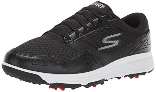 Skechers Men's Torque Sport Fairway Relaxed Fit Spiked Golf Shoe, Black/White, 10.5 M US