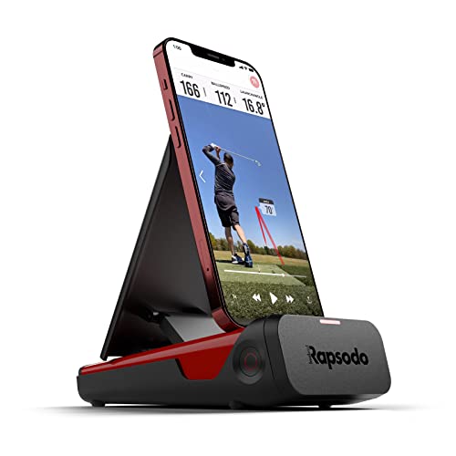 Rapsodo Mobile Launch Monitor for Golf Indoor and Outdoor Use with GPS Satellite View and Professional Level Accuracy, iPhone & iPad Only,Black/Red