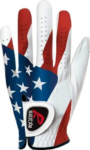 RAULAM INTERNATIONAL USA Flag Golf Gloves Perfect Grip for Men and Women (Women's Large, Left)