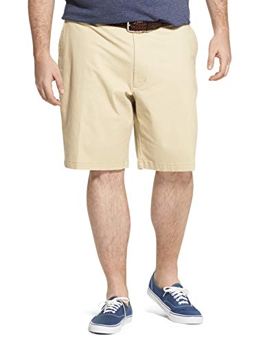 IZOD Men's Big & Tall Saltwater Flat Front Chino Short, Pale Khaki Brown, 44