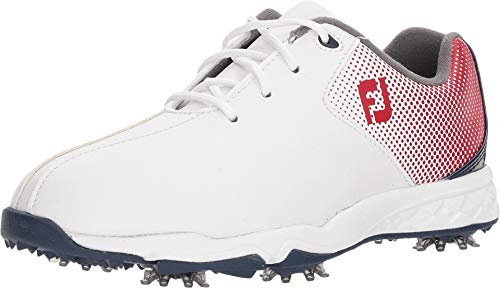 FootJoy Boys D.N.A. Helix Junior Golf Shoes White 6 M Red/Blue, US Big Kid