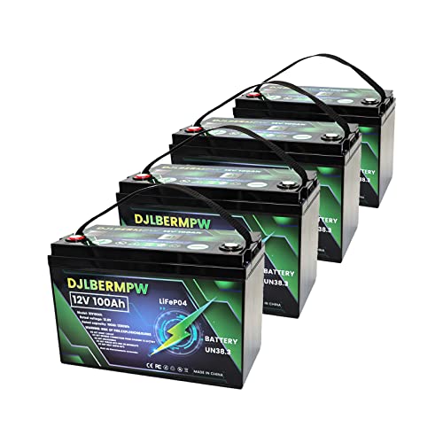 DJLBERMPW 48V 100Ah LiFePO4 Lithium Battery,8000+ Lithium Deep Cycle Golf Cart Battery 48V, 100A BMS 5120W,4 Group 12V 100Ah in Series to 48V 100Ah Lithium Batteries for Marine Boat,Trolling Motor,RV