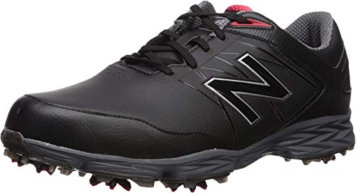 New Balance Men's Striker Waterproof Spiked Comfort Golf Shoe, Black/red, 11 Wide