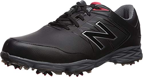 New Balance mens Striker Waterproof Spiked Comfort Golf Shoe, Black/Red, 11.5 US