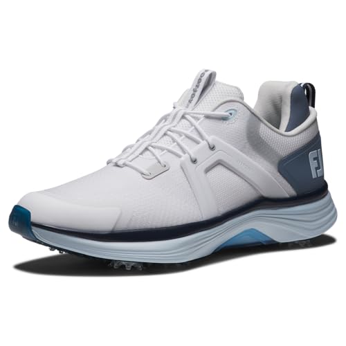 FootJoy Men's Hyperflex Golf Shoe, White/Slate/Blue, 9.5
