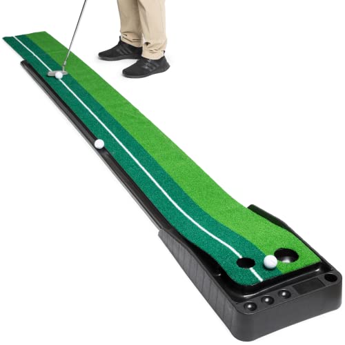 Abco Tech Indoor Golf Putting Green - Portable Mat with Auto Ball Return Function - Indoor Putting Green with Ball Return - Mini Golf Practice Training Aid - Home, Office, Outdoor Use - 3 Bonus Balls
