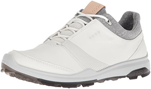 ECCO Women's Biom Hybrid 3 Gore-Tex Golf Shoe, White/Black Yak Leather, 4-4.5