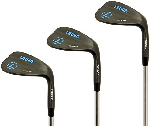 LAZRUS Premium Forged Golf Wedge Set for Men - 52 56 60 Degree Golf Wedges + Milled Face for More Spin - Great Golf Gift (Black Left Handed, LH, Black 52,56,60 Set)