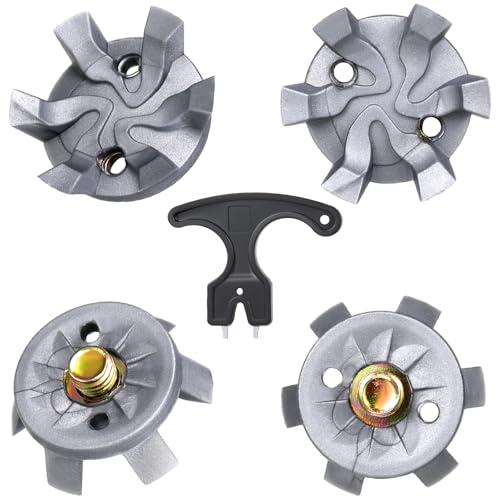 Shappy 51 Pcs Golf Shoe Spikes Replacements Set 50 Golf Shoe Cleats with 1 Black Cleats Spanner Metal Thread Screw 6 mm Dia Cleats Replacement for Cricket Shoe(Gray)