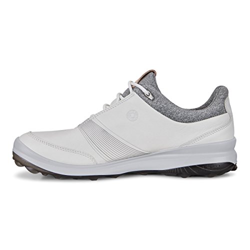ECCO Women's Biom Hybrid 3 Gore-Tex Golf Shoe, White/Black Yak Leather, 4-4.5