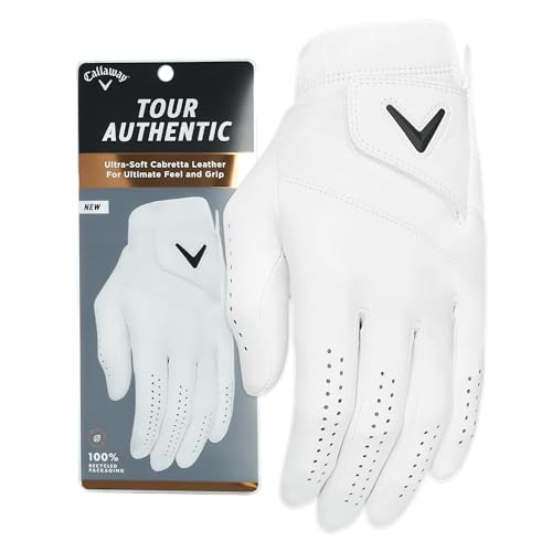 Callaway Golf Tour Authentic Glove (Worn on Left Hand, Cadet (Short Fingers), Medium/Large, White 2022)