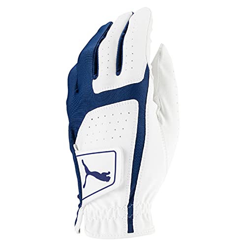 PUMA Golf Men's Flexlite Golf Glove (Bright White-Monaco Blue, Large, Left Hand)