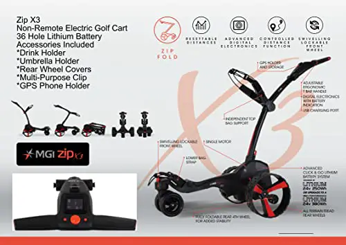 MGI Zip X3 Electric Golf Caddie, Black