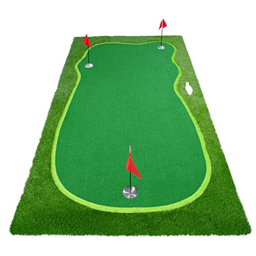 BOBURN Golf Putting Green/Mat-Golf Training Mat- Professional Golf Practice Mat- Green Long Challenging Putter for Indoor/Outdoor