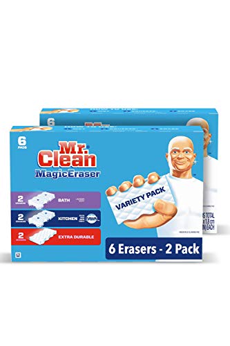 Mr. Clean Magic Eraser Variety Pack (with Bath, Kitchen, and Extra Durable Cleaning Pads), Bathroom, Shower, and Oven Cleaner, 12 Count, 6 Count (Pack of 2)