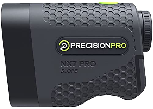 Precision Pro NX7 Pro Golf Rangefinder with Slope - Laser Golf Range Finder Golfing Accessory - Slope, 6X Magnification, Flag Lock with Pulse Vibration, 650+ Yard Range, Case, Golf Laser Rangefinder