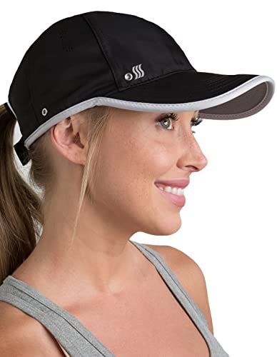 SAAKA Featherlight Sports Hat. Lightweight, Quick Drying. Running, Tennis & Golf Cap for Women & Girls (Medium, Black)