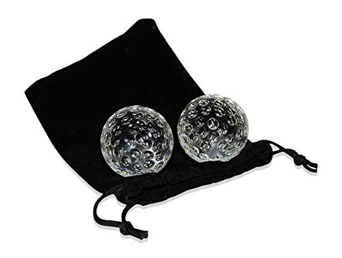 Golf Ball Whiskey Chillers and Pouch for Freezer - Set of 2 - Crystal Glass Whiskey Stones for Chilling Vodka, Whiskey, and Scotch - Each Stone Keeps Your Drinks Cool and Unique - for Men and Women