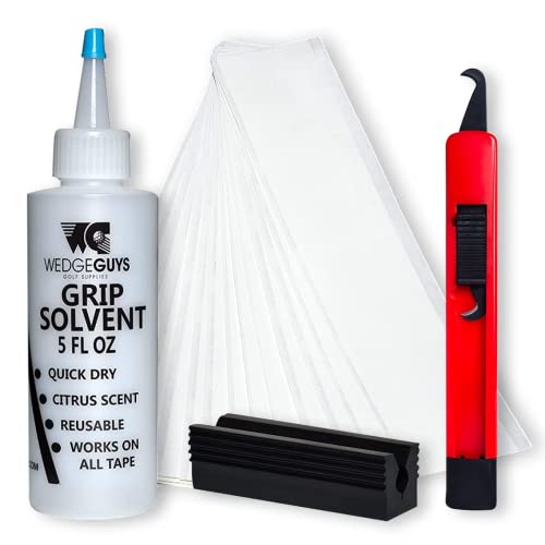 Wedge Guys Golf Grip Kits for Regripping Golf Clubs - Professional Quality - Options Include Hook Blade, 15 or 30 Golf Grip Tape Strips, 5 or 8 oz Golf Club Grip Kit Solvent & Rubber Vise Clamp