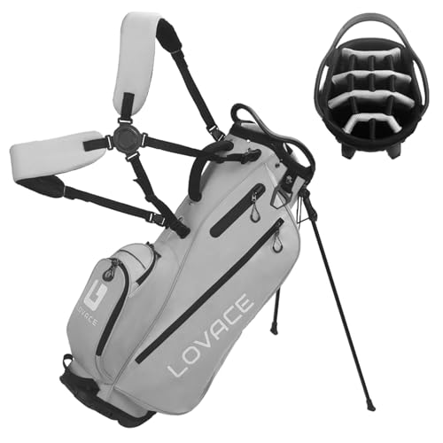 LOVACE 14 Way Golf Stand Bag, Lightweight Golf Bag with Stand for Men and Women (Gray)