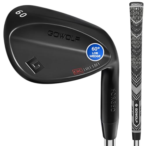 Gowolf 60 Degree Wedge Right Hand - Forged Golf Wedges Full Face for Men, Premium Gap Wedges Sand Wedge Lob Wedge Golf Club for Men, Great Golf Gifts - CNC Milled Face for More Spin (Black 60 Degree)