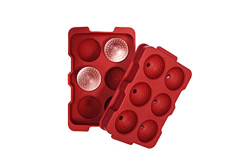 Rival and Revel R|R Rocks - 6 Ball Tray - R|R Rocks - Golf Ball Ice Maker, Red, 6.75' x 4.5' x 2'