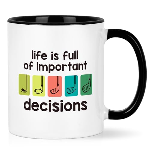 Maustic Golf Gifts for Men, Gifts for Golfers, Life is Full of Important Decisions Golf Mug, Fathers Day Golf Gifts for Dad, Golf Coffee Mug, Funny Christmas Golf Gifts for Dad Uncle Friends, 11 Oz