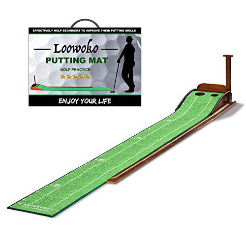 Loowoko Indoor Putting Green with Ball Return, Golf Practice Training Equipment Putting Mat for Home Office