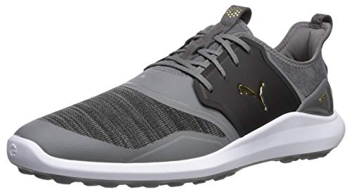 Puma Golf Men's Ignite Nxt Lace Golf Shoe, Quiet Shade-Puma Team Gold-Puma Black, 10.5 M US