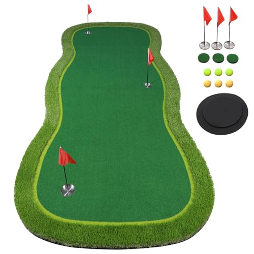 Golf Putting Green/Mat-Golf Training Mat- Professional Golf Practice Mat- Green Long Challenging Putter for Indoor/Outdoor