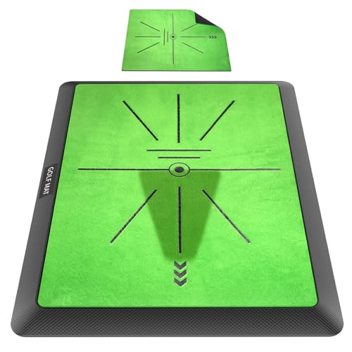COSPORTIC Golf Hitting Mat | Golf Training Mat for Swing Path Feedback/Detection Batting | Extra Replaceable Golf Practice Mat 16'x12' | Advanced Guides and Rubber Backing for Home/Indoor/Outdoor