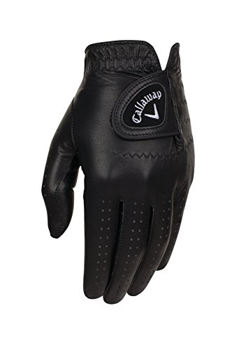 Callaway Golf Men's OptiColor Leather Glove, Black, Medium, Worn on Left Hand