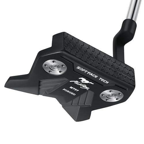 PGF G797 Mustang Mallet Plumber’s Neck Golf Putter [Black] [Right Handed] [Length:35'][Carbon]