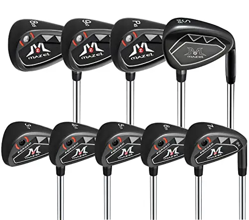 MAZEL Men Golf Iron Set (9PCS) Including 3,4,5,6,7,8,9,Pitching Wedge,Sand Wedge with Steel Shafts for Right Handed Golfers (Right Hand, 3-SW (9PCS),Black)