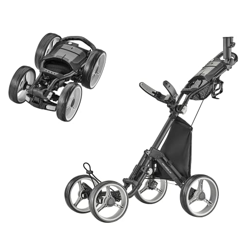 caddytek 4 Wheel Golf Push Cart - Compact, Lightweight, Close Folding Push Pull Caddy Cart Trolley - Explorer V8, Dark Grey, One Size, Model: Explorer Vsersion 8 - Dark Grey