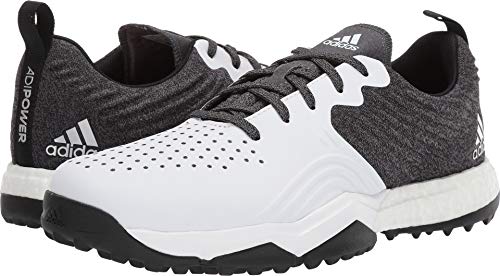 adidas Men's Adipower 4ORGED S Golf Shoe, Black/White/Silver Metallic, 10 M US