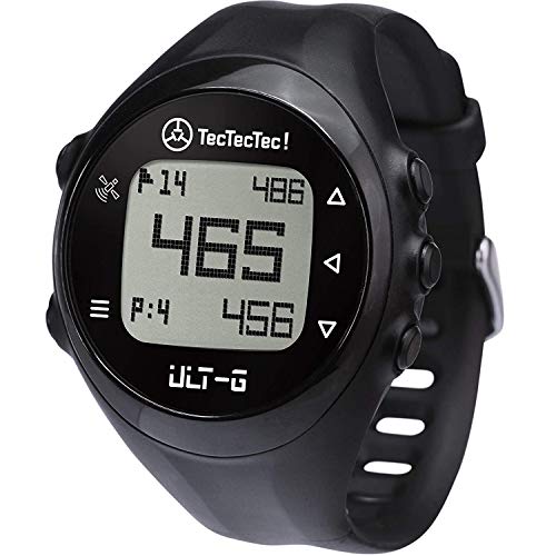 TecTecTec ULT-G Stylish, Lightweight and Multi-Functional Golf GPS Watch, Durable Wrist Band with LCD Display, Worldwide Preloaded Courses - Black