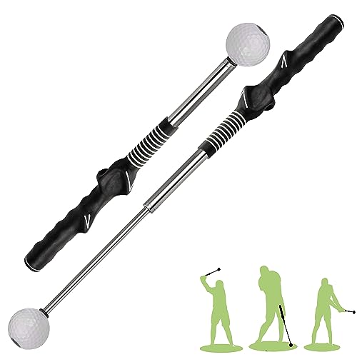 Retractable Golf Swing Training Aid, Golf Grip Trainer & Golf Swing Trainer for Warm-up, Right-Handed Golf Club for Indoor Practice, Golf Accessories - Strength & Tempo Training for Chipping Hitting