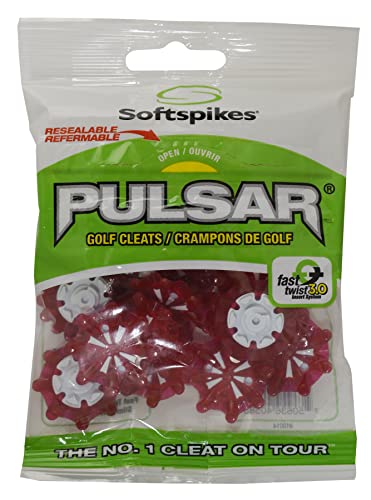 SOFTSPIKES Golf Spikes Fast Twist 3.0 Softspikes Pulsar Golf Cleats, Red, Clamshell US