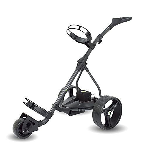 PowerBug GT Electric Golf Cart - Golf Bag Caddy with Lightweight Lithium Battery, Charger - Push Powered Trolley - Graphite