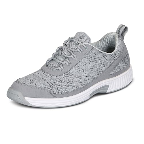 Orthofeet Men's Orthopedic Grey Knit Lava Sneakers, Size 9.5 Wide