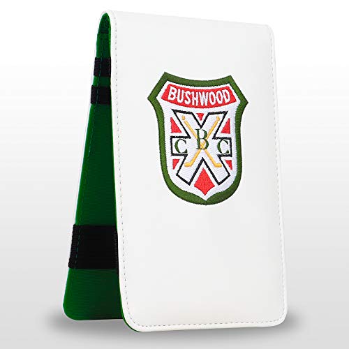 Bushwood Golf Shield White Leather Golf Scorecard & Yardage Book Holder Cover Also can Customize Your Name Version (Normal One)